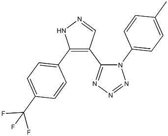 1-(4-methylphenyl)-5-{5-[4-(trifluoromethyl)phenyl]-1H-pyrazol-4-yl}-1H-tetraazole Struktur