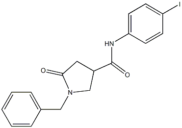 1-benzyl-N-(4-iodophenyl)-5-oxo-3-pyrrolidinecarboxamide Struktur