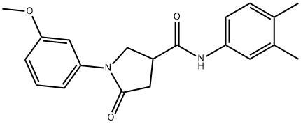 N-(3,4-dimethylphenyl)-1-(3-methoxyphenyl)-5-oxo-3-pyrrolidinecarboxamide Struktur