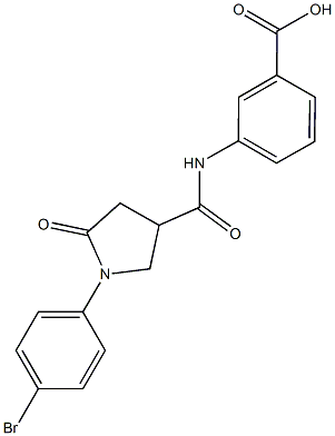 3-({[1-(4-bromophenyl)-5-oxo-3-pyrrolidinyl]carbonyl}amino)benzoic acid Struktur