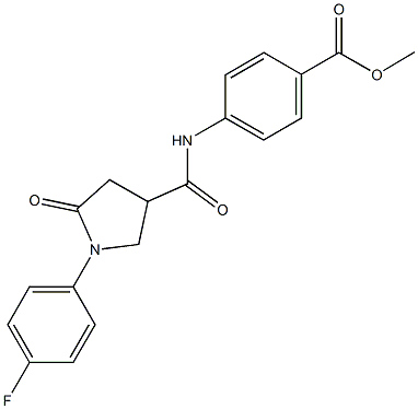 methyl 4-({[1-(4-fluorophenyl)-5-oxo-3-pyrrolidinyl]carbonyl}amino)benzoate Struktur