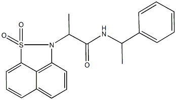 2-(1,1-dioxido-2H-naphtho[1,8-cd]isothiazol-2-yl)-N-(1-phenylethyl)propanamide Struktur