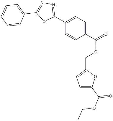 ethyl 5-({[4-(5-phenyl-1,3,4-oxadiazol-2-yl)benzoyl]oxy}methyl)-2-furoate Struktur