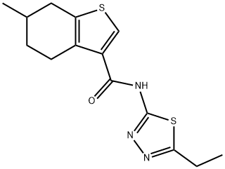 N-(5-ethyl-1,3,4-thiadiazol-2-yl)-6-methyl-4,5,6,7-tetrahydro-1-benzothiophene-3-carboxamide Struktur