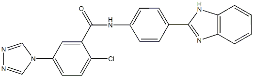 N-[4-(1H-benzimidazol-2-yl)phenyl]-2-chloro-5-(4H-1,2,4-triazol-4-yl)benzamide Struktur