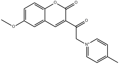 1-[2-(6-methoxy-2-oxo-2H-chromen-3-yl)-2-oxoethyl]-4-methylpyridinium Struktur