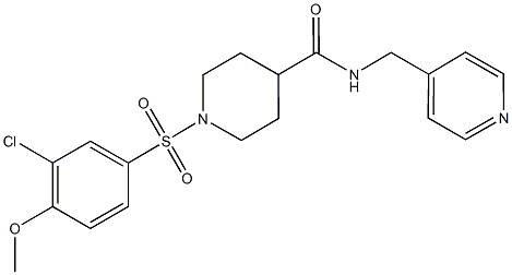 1-[(3-chloro-4-methoxyphenyl)sulfonyl]-N-(4-pyridinylmethyl)-4-piperidinecarboxamide Struktur