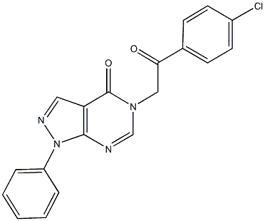 5-[2-(4-chlorophenyl)-2-oxoethyl]-1-phenyl-1,5-dihydro-4H-pyrazolo[3,4-d]pyrimidin-4-one Struktur