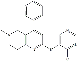 4-chloro-9-methyl-11-phenyl-7,8,9,10-tetrahydropyrimido[4',5':4,5]thieno[2,3-b][1,6]naphthyridine Struktur