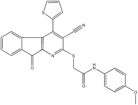 2-{[3-cyano-9-oxo-4-(2-thienyl)-9H-indeno[2,1-b]pyridin-2-yl]sulfanyl}-N-(4-methoxyphenyl)acetamide Struktur