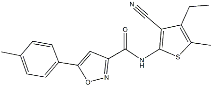 N-(3-cyano-4-ethyl-5-methyl-2-thienyl)-5-(4-methylphenyl)-3-isoxazolecarboxamide Struktur