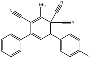 2-amino-6-(4-fluorophenyl)-4-phenyl-2,4-cyclohexadiene-1,1,3-tricarbonitrile Struktur