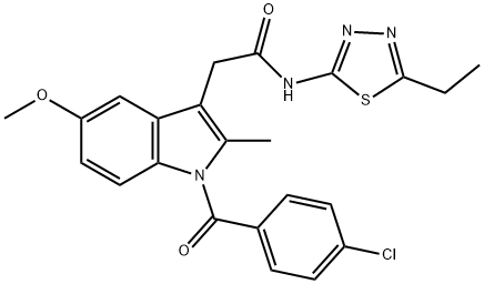 2-[1-(4-chlorobenzoyl)-5-methoxy-2-methyl-1H-indol-3-yl]-N-(5-ethyl-1,3,4-thiadiazol-2-yl)acetamide Struktur