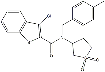 3-chloro-N-(1,1-dioxidotetrahydro-3-thienyl)-N-(4-methylbenzyl)-1-benzothiophene-2-carboxamide Struktur