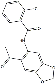 N-(6-acetyl-1,3-benzodioxol-5-yl)-2-chlorobenzamide Struktur