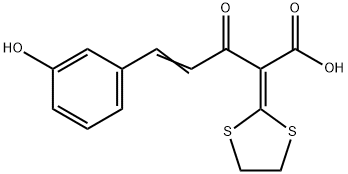 2-(1,3-dithiolan-2-ylidene)-5-(3-hydroxyphenyl)-3-oxo-4-pentenoic acid Struktur