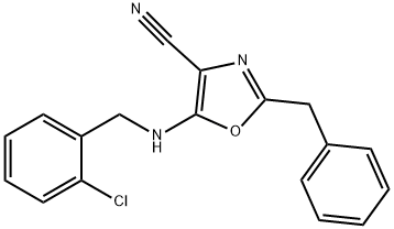 2-benzyl-5-[(2-chlorobenzyl)amino]-1,3-oxazole-4-carbonitrile Struktur