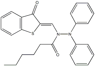 N-[(3-oxo-1-benzothien-2(3H)-ylidene)methyl]-N',N'-diphenylhexanohydrazide Struktur