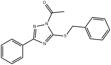 1-acetyl-3-phenyl-1H-1,2,4-triazol-5-ylbenzylsulfide Struktur