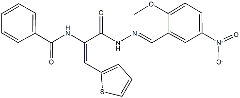 N-[1-[(2-{5-nitro-2-methoxybenzylidene}hydrazino)carbonyl]-2-(2-thienyl)vinyl]benzamide Struktur