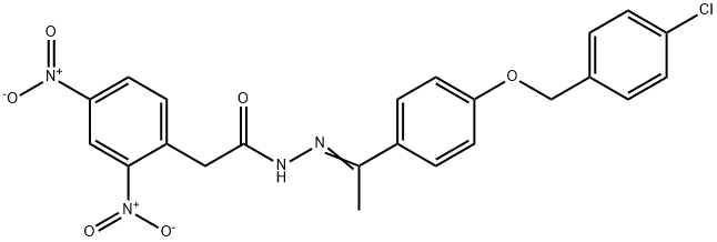 2-{2,4-dinitrophenyl}-N'-(1-{4-[(4-chlorobenzyl)oxy]phenyl}ethylidene)acetohydrazide Struktur