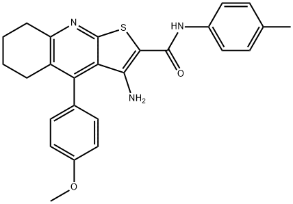 3-amino-4-(4-methoxyphenyl)-N-(4-methylphenyl)-5,6,7,8-tetrahydrothieno[2,3-b]quinoline-2-carboxamide Struktur