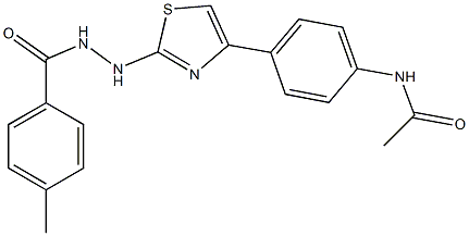 N-(4-{2-[2-(4-methylbenzoyl)hydrazino]-1,3-thiazol-4-yl}phenyl)acetamide Struktur