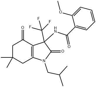 N-[1-isobutyl-6,6-dimethyl-2,4-dioxo-3-(trifluoromethyl)-2,3,4,5,6,7-hexahydro-1H-indol-3-yl]-2-methoxybenzamide Struktur