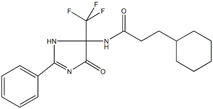 3-cyclohexyl-N-[4-oxo-2-phenyl-5-(trifluoromethyl)-4,5-dihydro-1H-imidazol-5-yl]propanamide Struktur