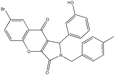 7-bromo-1-(3-hydroxyphenyl)-2-(4-methylbenzyl)-1,2-dihydrochromeno[2,3-c]pyrrole-3,9-dione Struktur