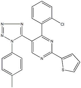 4-(2-chlorophenyl)-5-[1-(4-methylphenyl)-1H-tetraazol-5-yl]-2-(2-thienyl)pyrimidine Struktur