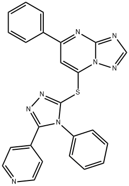 4-phenyl-5-(4-pyridinyl)-4H-1,2,4-triazol-3-yl 5-phenyl[1,2,4]triazolo[1,5-a]pyrimidin-7-yl sulfide Struktur