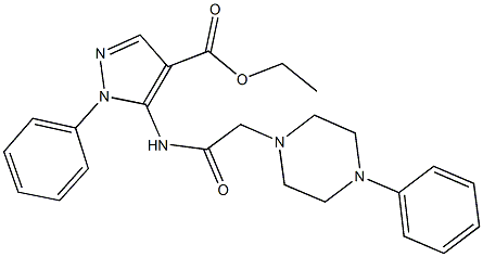 ethyl 1-phenyl-5-{[(4-phenyl-1-piperazinyl)acetyl]amino}-1H-pyrazole-4-carboxylate Struktur