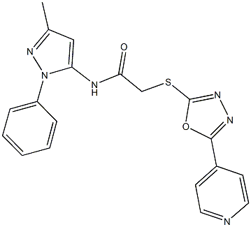 N-(3-methyl-1-phenyl-1H-pyrazol-5-yl)-2-{[5-(4-pyridinyl)-1,3,4-oxadiazol-2-yl]sulfanyl}acetamide Struktur