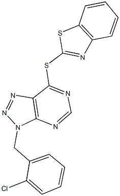 1,3-benzothiazol-2-yl 3-(2-chlorobenzyl)-3H-[1,2,3]triazolo[4,5-d]pyrimidin-7-yl sulfide Struktur