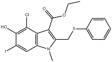 ethyl 4-chloro-5-hydroxy-6-iodo-1-methyl-2-[(phenylsulfanyl)methyl]-1H-indole-3-carboxylate Struktur