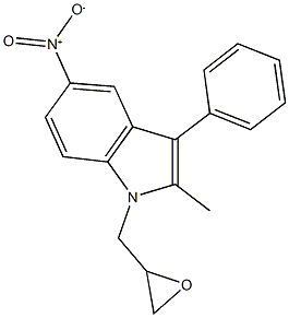 5-nitro-2-methyl-1-(2-oxiranylmethyl)-3-phenyl-1H-indole Struktur