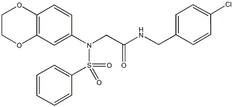 N-(4-chlorobenzyl)-2-[2,3-dihydro-1,4-benzodioxin-6-yl(phenylsulfonyl)amino]acetamide Struktur