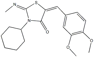 3-cyclohexyl-5-(3,4-dimethoxybenzylidene)-2-(methylimino)-1,3-thiazolidin-4-one Struktur