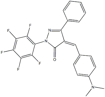 4-[4-(dimethylamino)benzylidene]-2-(2,3,4,5,6-pentafluorophenyl)-5-phenyl-2,4-dihydro-3H-pyrazol-3-one Struktur