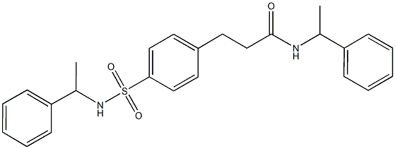 N-(1-phenylethyl)-3-(4-{[(1-phenylethyl)amino]sulfonyl}phenyl)propanamide Struktur