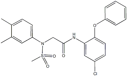 N-(5-chloro-2-phenoxyphenyl)-2-[3,4-dimethyl(methylsulfonyl)anilino]acetamide Struktur