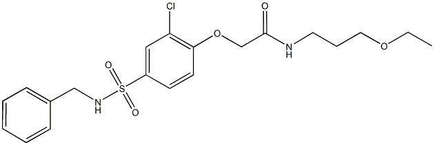 2-{4-[(benzylamino)sulfonyl]-2-chlorophenoxy}-N-(3-ethoxypropyl)acetamide Struktur