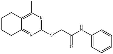 2-[(4-methyl-5,6,7,8-tetrahydro-2-quinazolinyl)sulfanyl]-N-phenylacetamide Struktur