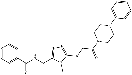 N-[(4-methyl-5-{[2-oxo-2-(4-phenyl-1-piperazinyl)ethyl]sulfanyl}-4H-1,2,4-triazol-3-yl)methyl]benzamide Struktur