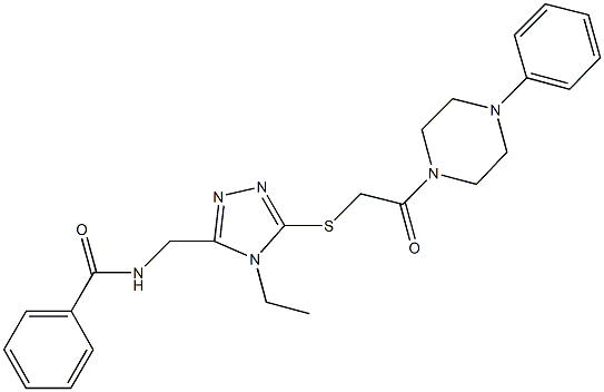 N-[(4-ethyl-5-{[2-oxo-2-(4-phenyl-1-piperazinyl)ethyl]sulfanyl}-4H-1,2,4-triazol-3-yl)methyl]benzamide Struktur