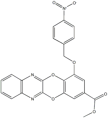 methyl 4-({4-nitrobenzyl}oxy)[1,4]benzodioxino[2,3-b]quinoxaline-2-carboxylate Struktur