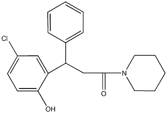 4-chloro-2-[3-oxo-1-phenyl-3-(1-piperidinyl)propyl]phenol Struktur