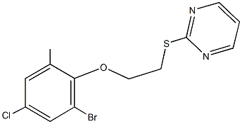 2-bromo-4-chloro-6-methylphenyl 2-(2-pyrimidinylsulfanyl)ethyl ether Struktur