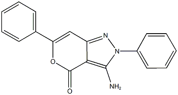 3-amino-2,6-diphenylpyrano[4,3-c]pyrazol-4(2H)-one Struktur